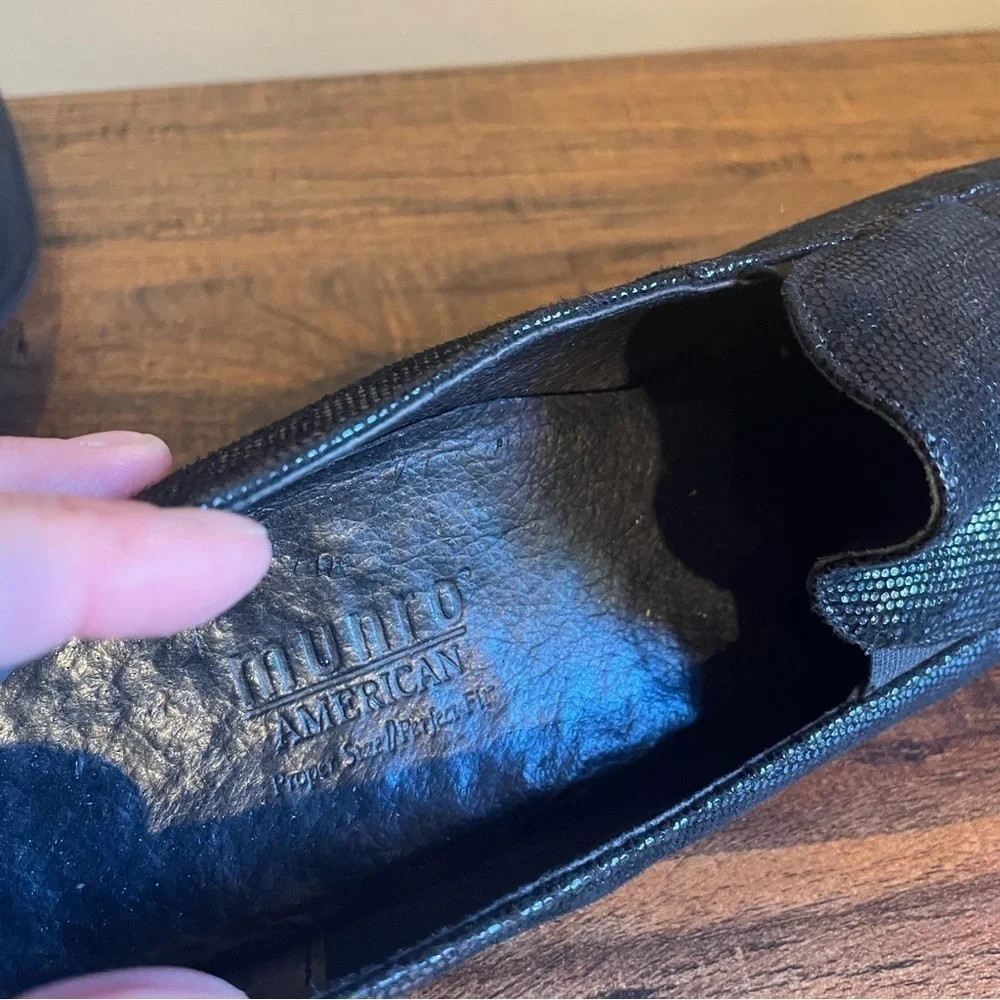 Munro AMERICAN Black Stretch Leather slip on Loafers shoes Woman’s 8